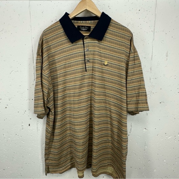 Straight Down Men’s Size XXL Bear Dance Golf Course Beige & Blue Polo Shirt - Picture 1 of 10